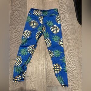 Lotus Leggings Blue Pineapple Pattern Leggings